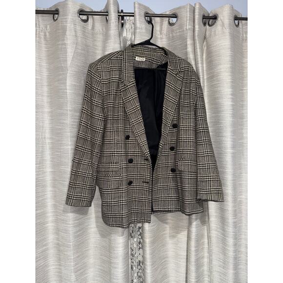 Ann May woven plaid silk blazer size 14 - Picture 1 of 9